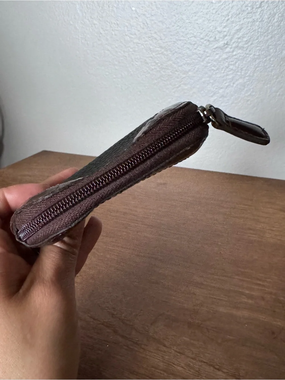 Brighton Black Pebble Leather Coin Purse Brown Croc Embossed Trim Heart Accent